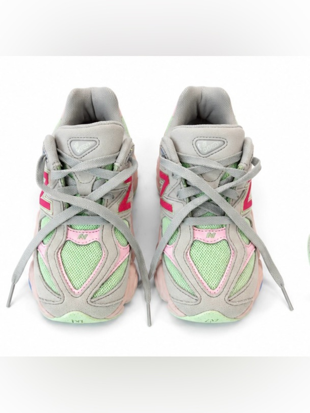 New Balance Kids 9060 Mint Green & Pink Lace-Up Sneakers
